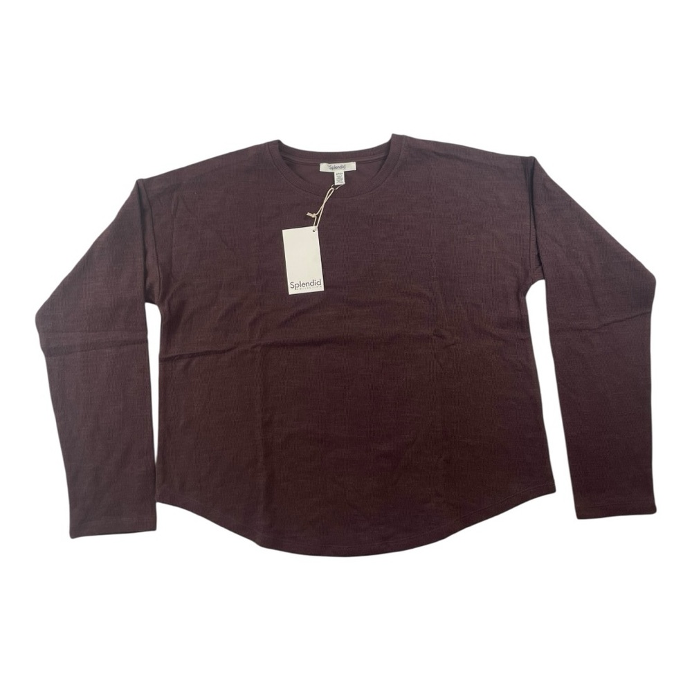 Splendid Collection Calista Long Sleeve Tee Dropped Shoulders Sz S MSRP$78 NWT